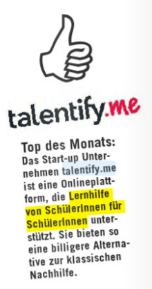 Biber Jugendmagazin: talentify.me - Top des Monats