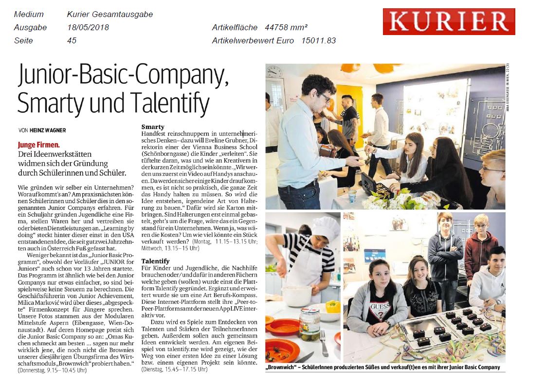Kurier: Junior-Basic-Company, Smarty und talentify